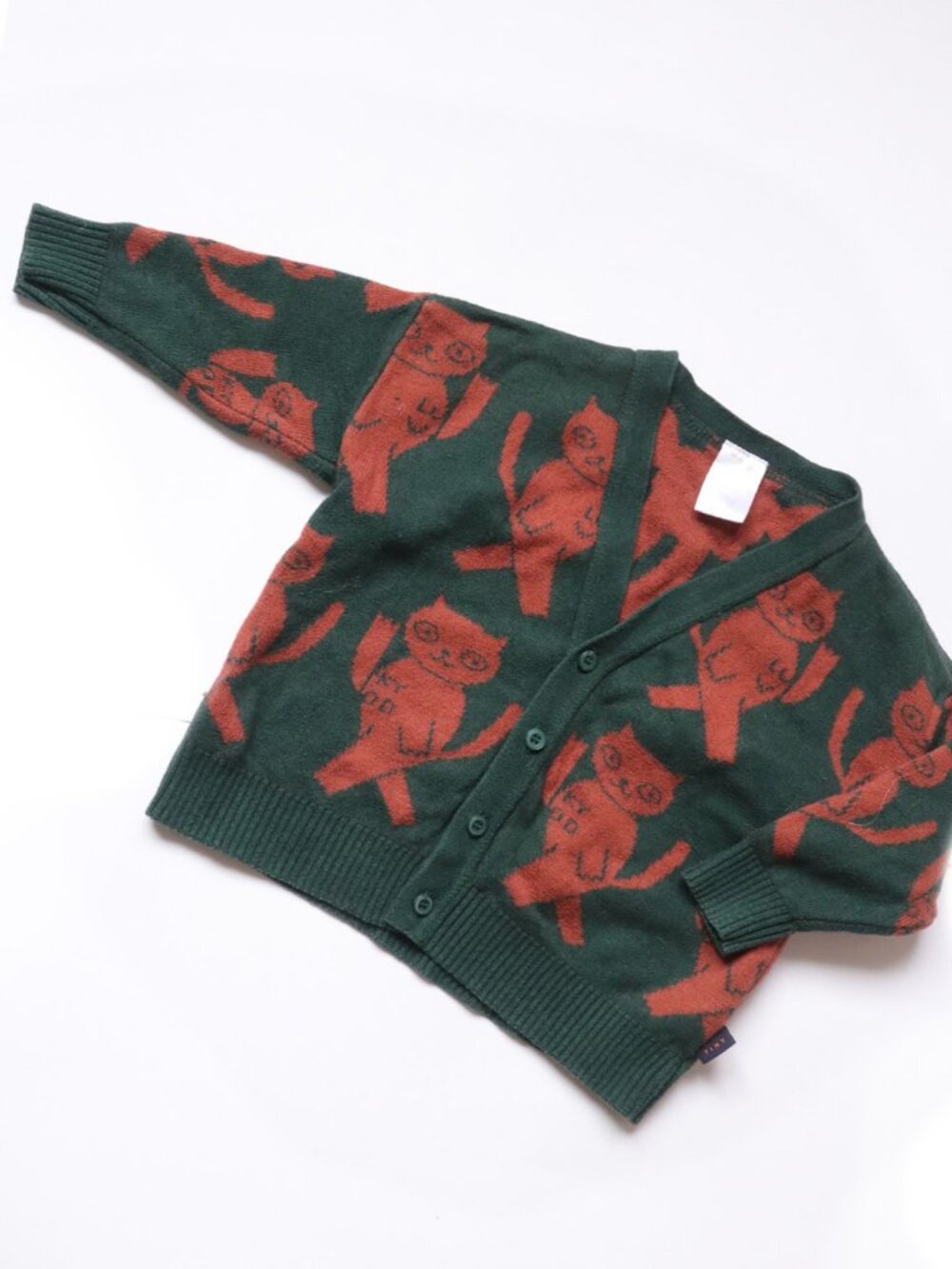 TINY COTTONS Cat Cotton & Merino Wool Baby Cardigan / 12-18M